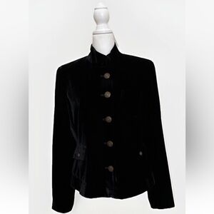 Anne Klein Womens Rayon/Silk Velvet Black Stretch Blazer Jacket Evening Size 10